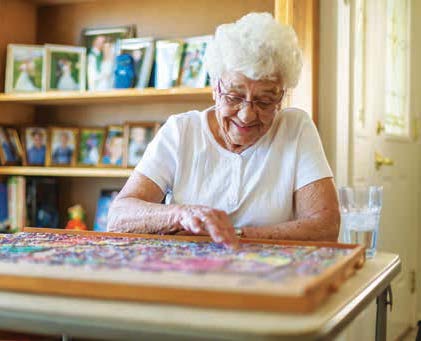 woman doing a puzzle