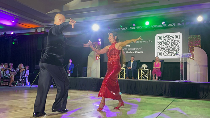 Adriana Lanting dances Argentine Tango with partner Anthony Encina, who was diagnosed with glioblastoma, an aggressive brain cancer, earlier this year. Anthony is receiving treatment at the Todd Cancer Institute at Long Beach Medical Center. 