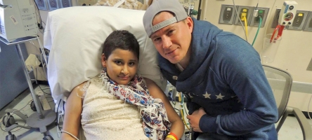 Image of Channing Tatum with a young patient