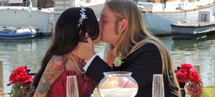 Image of a young couple kissing